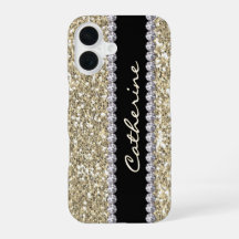 Gouden Glitter Pareltjes met naam en Mongram