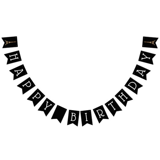 Gouden Glitter Paris Eiffeltoren Gelukkige Verjaar Vlaggetjes (Alle)