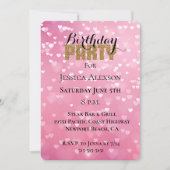 Gouden Glitter Party Roze Witte Harten Verjaardag Kaart (Voorkant)