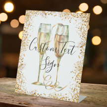 Gouden Glitter Party sokkel teken