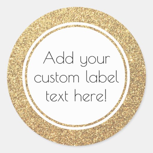 Gouden Glitter Patroon Custom Craft Favor Bruiloft Ronde Sticker (Voorkant)