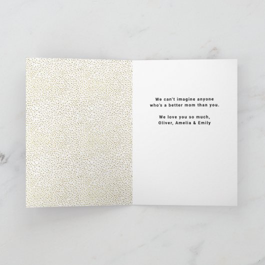 Gouden Glitter Patroon Gelukkige Moederdag 3 Foto Kaart (Binnen)