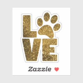 Gouden Glitter Paw Liefde Sticker