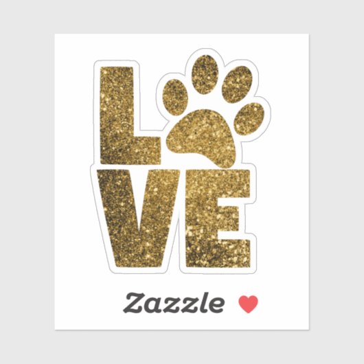 Gouden Glitter Paw Liefde Sticker (Vel)