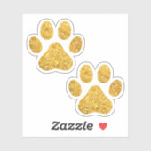 Gouden Glitter Paw Prints Pet Lover Sticker (Vel)