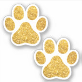 Gouden Glitter Paw Prints Pet Lover Sticker (Voorkant)
