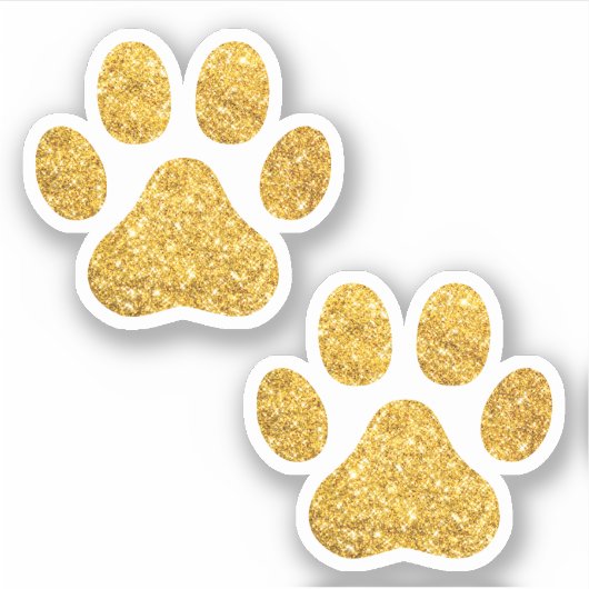 Gouden Glitter Paw Prints Pet Lover Sticker (Voorkant)