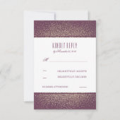 Gouden Glitter  Plum Bruiloft RSVP Kaarten (Voorkant)