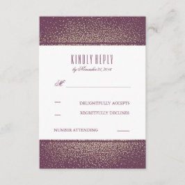 Gouden Glitter  Plum Bruiloft RSVP Kaarten Kaartje
