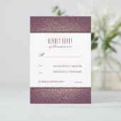 Gouden Glitter  Plum Bruiloft RSVP Kaarten Kaartje (Staand voorkant)