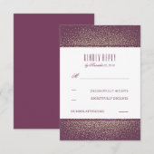 Gouden Glitter  Plum Bruiloft RSVP Kaarten Kaartje (Voorkant / Achterkant)