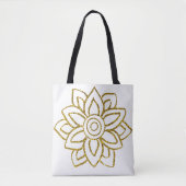 Gouden Glitter Poinsettia Bloem Tweezijdig Wit Tote Bag (Voorkant)