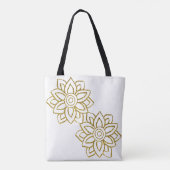 Gouden Glitter Poinsettia Bloem Tweezijdig Wit Tote Bag (Achterkant)