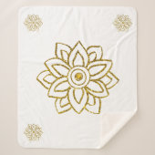 Gouden Glitter Poinsettia Jewel Wit Sherpa Deken (Voorkant)