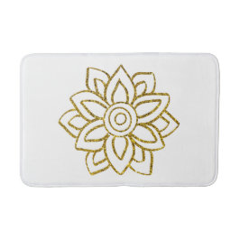 Gouden Glitter Poinsettia Kerstmis Wit Badmat