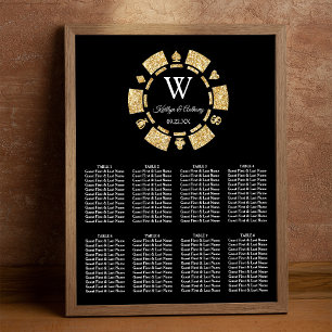 Gouden Glitter Poker Chip Casino Bruiloft Poster