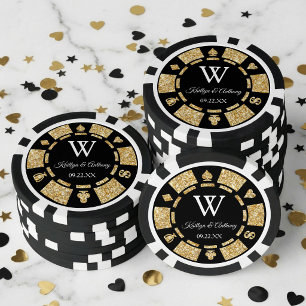 Gouden Glitter Pokerchip Casino Bruiloft