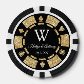 Gouden Glitter Pokerchip Casino Bruiloft (Voorkant)