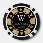 Gouden Glitter Pokerchip Casino Bruiloft (Achterkant)