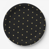 Gouden Glitter Polka Dot Patroon Zwart Papieren Bordje (Voorkant)