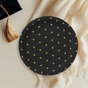 Gouden glitter polka stippenpatroon Zwart  Papieren Bordje