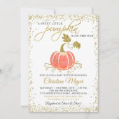 Gouden Glitter Pompoen Geslacht Neutrale Baby Show Kaart (Voorkant)