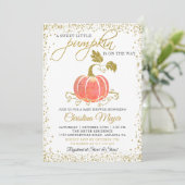 Gouden Glitter Pompoen Geslacht Neutrale Baby Show Kaart (Staand voorkant)