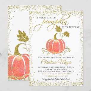 Gouden Glitter Pompoen Geslacht Neutrale Baby Show Kaart