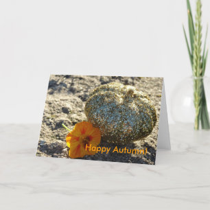 Gouden Glitter Pompoen, Happy Autumn! Kaart