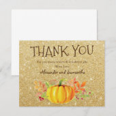 Gouden Glitter Pompoen Herfst Dankkaart (Voorkant / Achterkant)