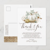 Gouden Glitter Pompoenen en Groen Dank U Briefkaart (Voorkant / Achterkant)