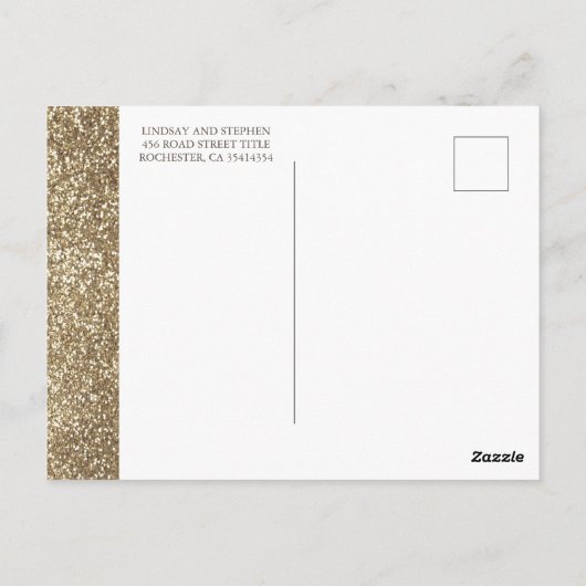 Gouden Glitter Pompoenen en Groen Dank U Briefkaart (Achterkant)