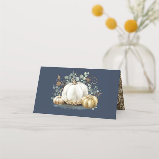 Gouden Glitter pompoenen herfst bruiloft plaats ka Plaatskaartje (Achterkant)