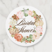 Gouden Glitter Pompoenen Krans Bruiloft Bruidsfees Bedankjes Labels (Voorkant)