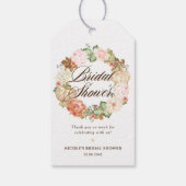 Gouden Glitter Pompoenen Krans Bruiloft Bruidsfees Cadeaulabel (Achterkant)