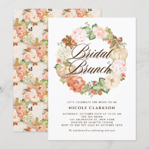 Gouden Glitter Pompoenen Krans Herfst Bruids Brunc Kaart
