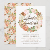 Gouden Glitter Pompoenen Krans Herfst Bruids Lunch Kaart (Voorkant / Achterkant)