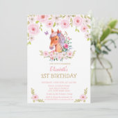 Gouden Glitter Pony Bloem Verjaardag Kaart (Staand voorkant)