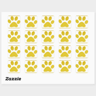 Gouden Glitter Pootafdrukken Witte Cute Elegante F Vierkante Sticker