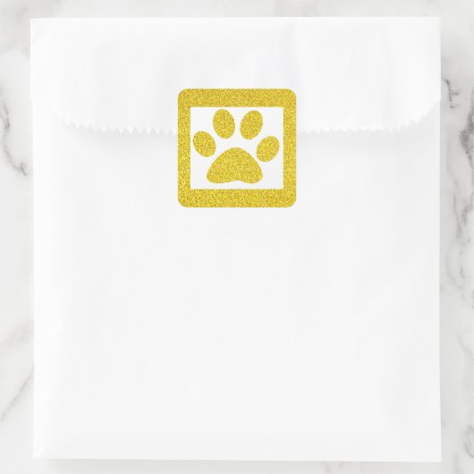 Gouden Glitter Pootafdrukken Witte Mooie Klasse Fe Vierkante Sticker (Tas)