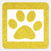 Gouden Glitter Pootafdrukken Witte Mooie Klasse Fe Vierkante Sticker (Voorkant)