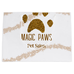 Gouden glitter poten huisdier salon voeg naam e-ma groot cadeauzakje