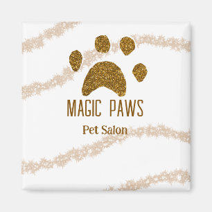 Gouden glitter poten huisdier salon voeg naam e-ma magneet