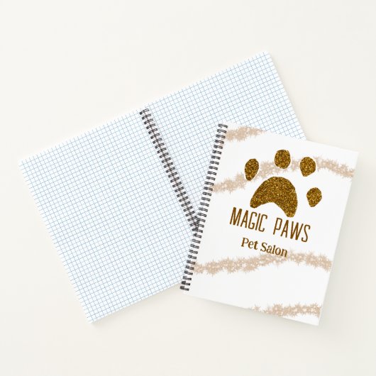 Gouden glitter poten huisdier salon voeg naam e-ma notitieboek (Binnen)