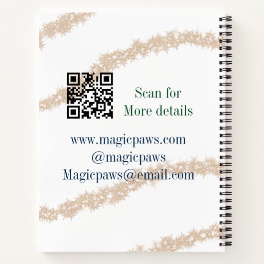 Gouden glitter poten huisdier salon voeg naam e-ma notitieboek (Achterkant)