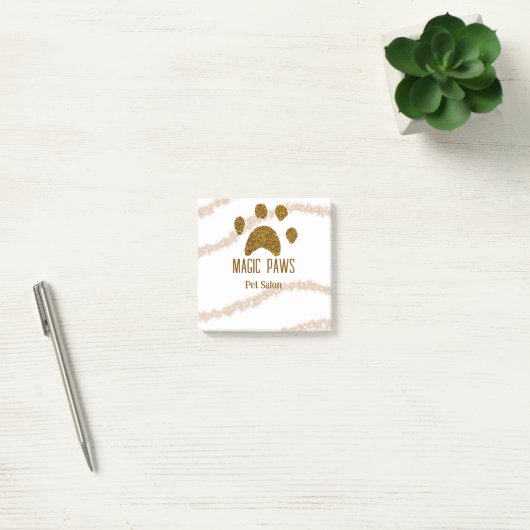 Gouden glitter poten huisdier salon voeg naam e-ma post-it® notes (Kantoor)