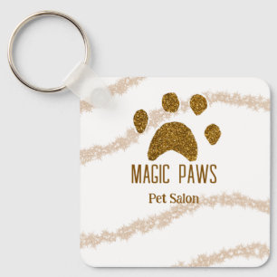 Gouden glitter poten huisdier salon voeg naam e-ma sleutelhanger