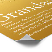 Gouden Glitter Pret Opa Opa Papa Definitie Poster (Hoek)