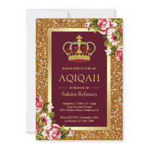 Gouden Glitter Prinses Bourgondië Floral Aqiqah
