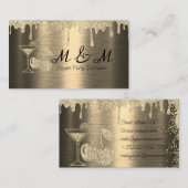 Gouden Glitter Private Party Bartender Visitekaartje (Voorkant / Achterkant)